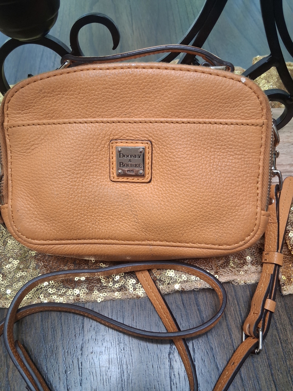 Dooney & Bourke Caramel Brown Pebbled Leather Crossbody - Picture 2 of 11